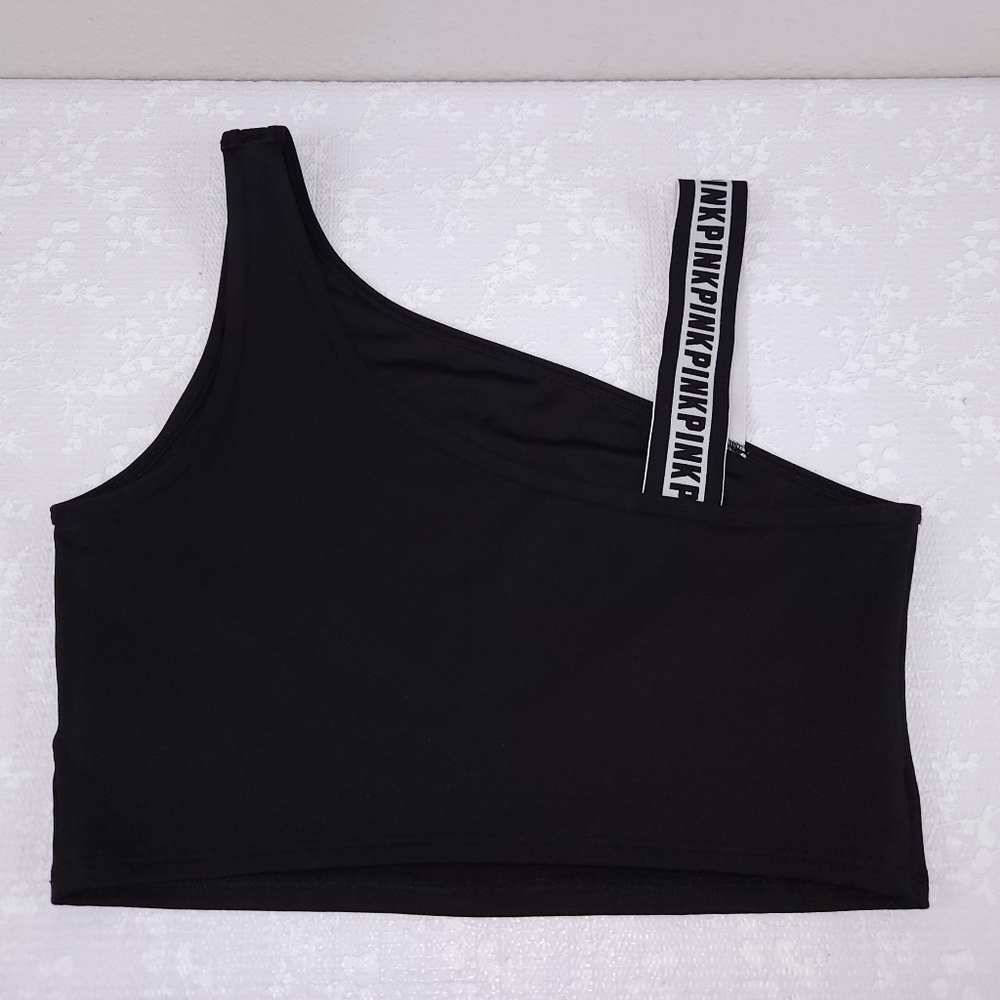 Victoria's Secret Ultimate Logo Strap Crop Bra Top LARGE Black - Picture 4 of 8